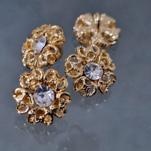 bottoni strass dorati fiore