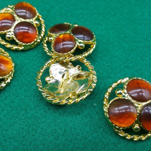 bottone metallo pietre ambra