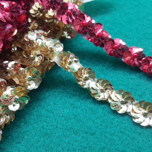 bordura in paillettes metallizzate