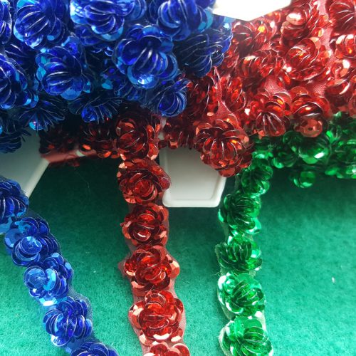 bordura per abiti fiori paillettes metallizzate