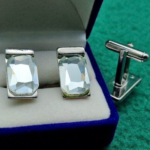 BOTTONE GEMELLO RETTANGOLO CON STRASS