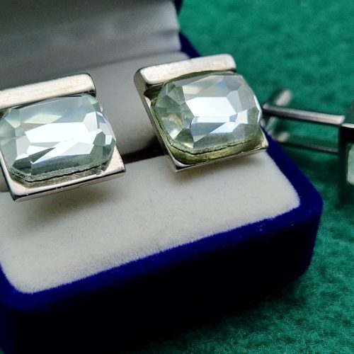 bottone gemello quadrato con strass