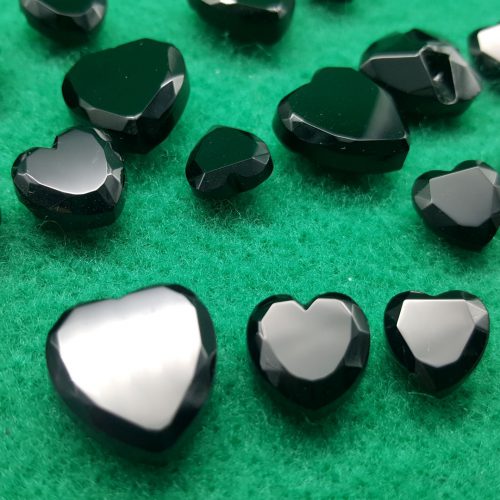 bottoni in vetro cuore nero