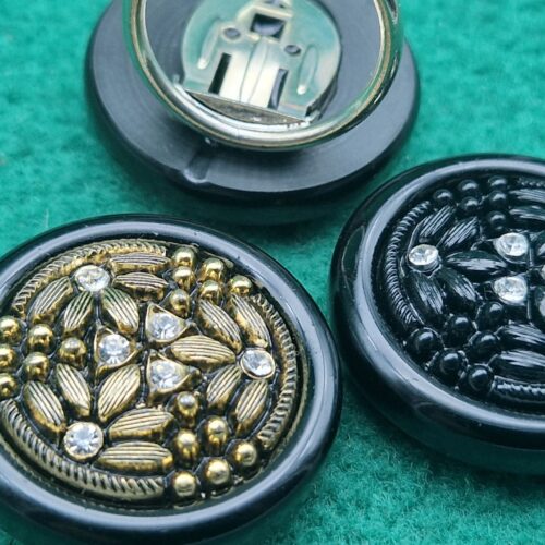 ferma foulard nero e oro con strass