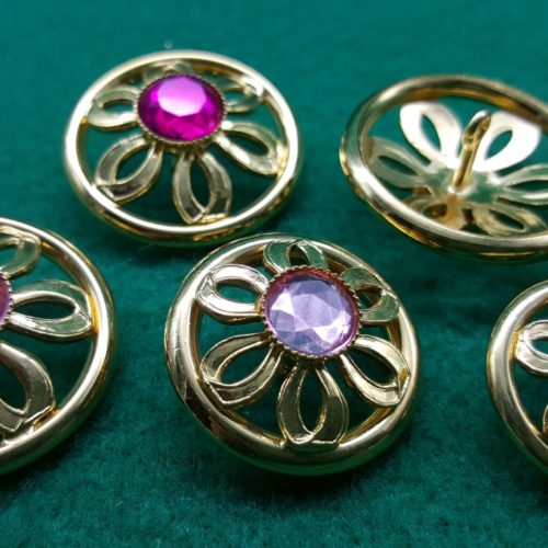 BOTTONI DORATI FIORE CON PIETRA