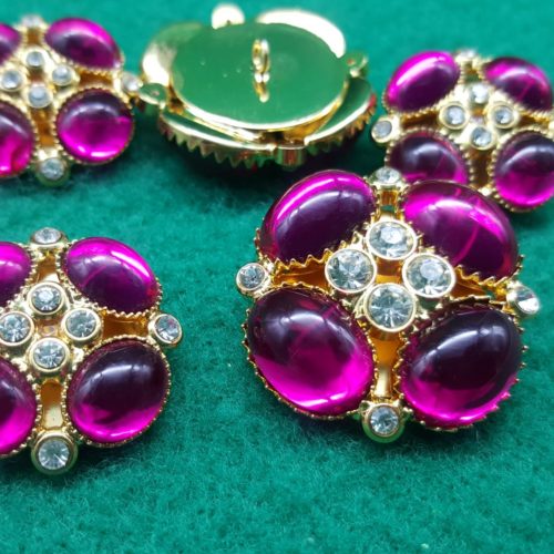 BOTTONI DORATI pietre fucsia