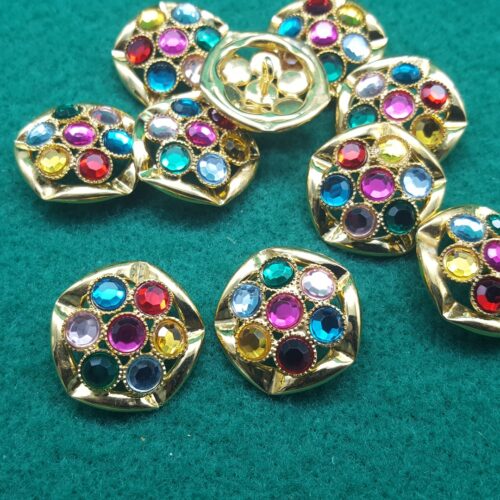 BOTTONI DORATI con pietre multicolori