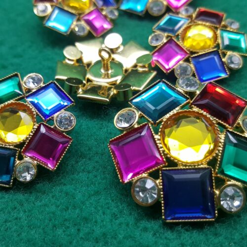 bottone dorato multicolore