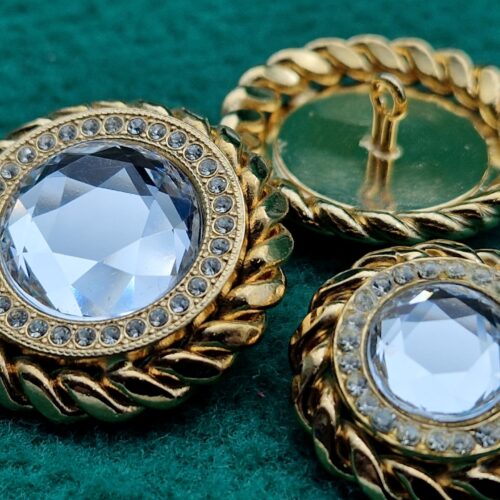 bottone dorato strass e pietra