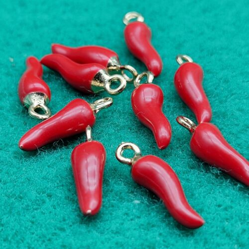 cornetto portafortuna smaltato rosso