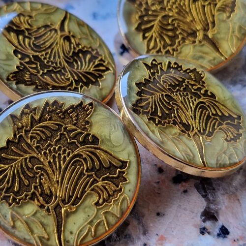 bottoni fiore smaltati verde