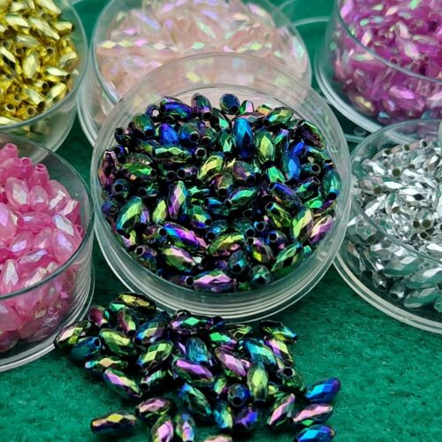 perle chicco di riso sfacettate colorate