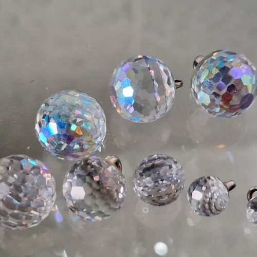 bottoni vetro sfera sfaccettata