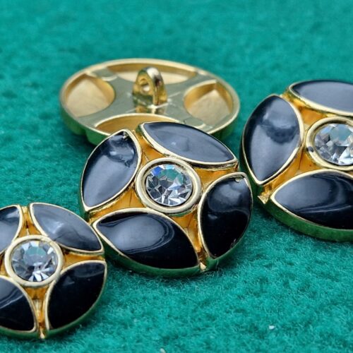 bottoni smalto nero con strass