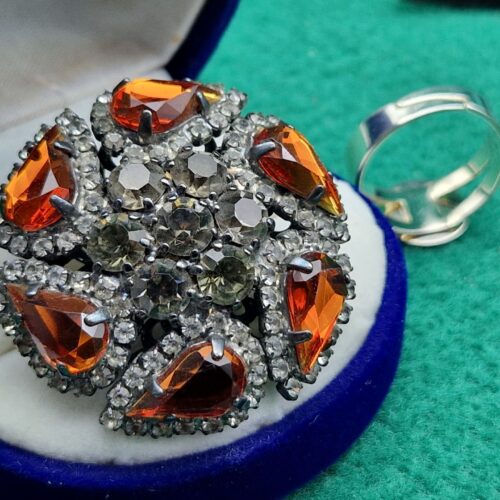 anello regolabile strass ambra